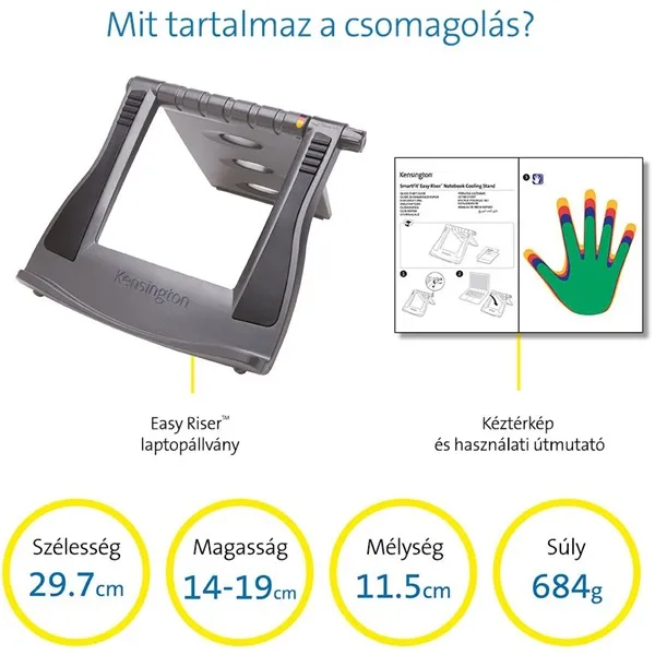 Kensington 60112 SmartFit Easy Riser állítható magasságú szürke notebook állvány - Image 7