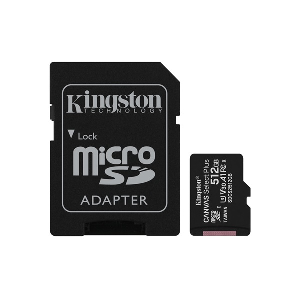 Kingston 512GB SD micro Canvas Select Plus (SDXC Class 10 A1) (SDCS2/512GB) memóriakártya adapterrel - Image 2