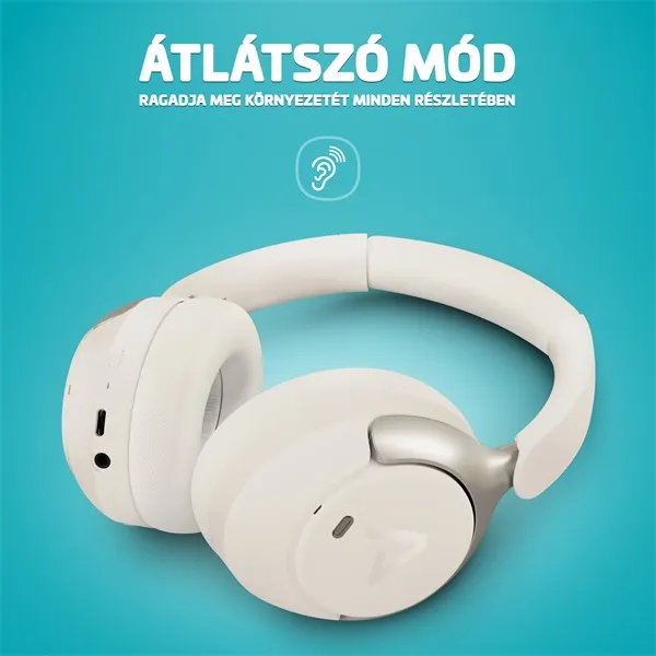 LAMAX HighComfort2 ANC aktív zajszűrős Bluetooth fehér fejhallgató - Image 10