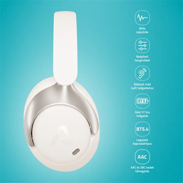 LAMAX HighComfort2 ANC aktív zajszűrős Bluetooth fehér fejhallgató - Image 12