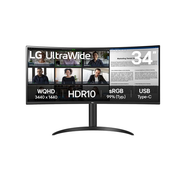 LG 34" 34WR55QK-B.AEU UWQHD VA 100Hz HDMI/DP/USB/USB-C ívelt monitor - Image 1