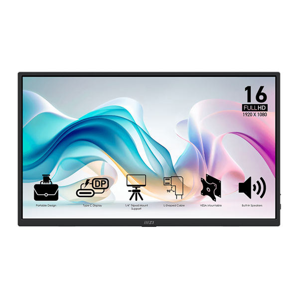 MSI 15,6" PRO MP165 E6 FHD IPS USB-C/miniHDMI fekete monitor - Image 1