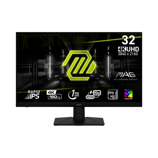 MSI 32" Gaming MAG 322UPF 4K UHD IPS 160Hz DP/HDMI/USB-C fekete gamer monitor - Image 1