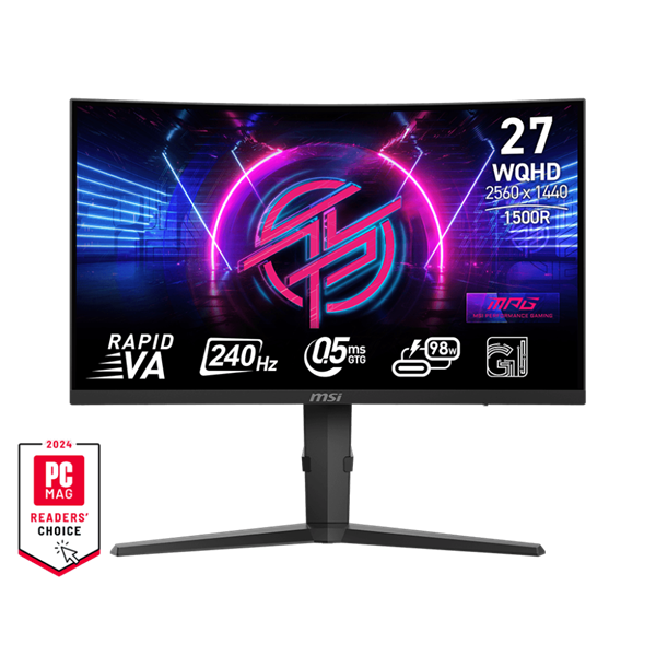 MSI 27" MPG 275CQRXF QHD Rapid VA 240Hz HDMI/DP/USB-C ívelt gamer monitor - Image 1
