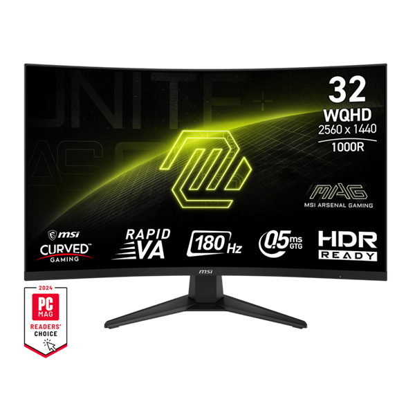 MSI 31,5" MAG 325CQF QHD RapidVA 180Hz DP/HDMI/USB-C ívelt gamer monitor
