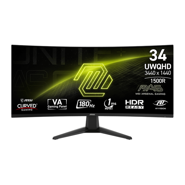 MSI 34" MAG 346CQ UWQHD VA 180Hz HDMI/DP fekete ívelt gamer monitor - Image 1
