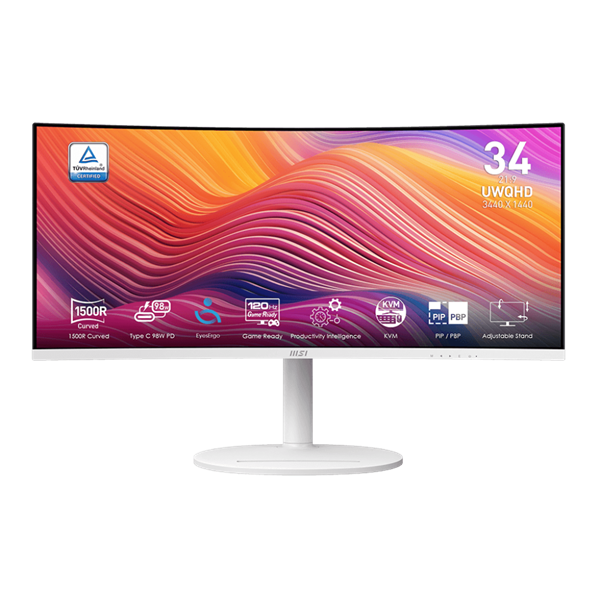 MSI 34" MD342CQPW Business Modern UWQHD VA 100Hz HDM/DP fehér ívelt monitor - Image 1