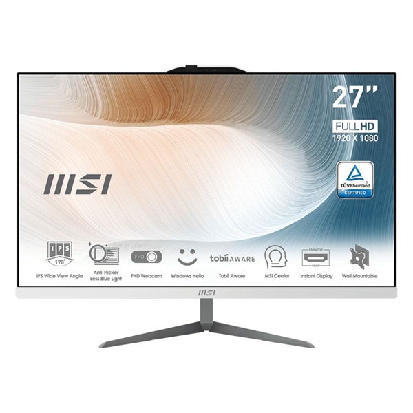MSI Modern AM272P 12M-1093XEU-W51235U16GS50XXANA 27"FHD/Core i5-1235U/16GB/500GB/FreeDOS/fehér AiO asztali számítógép