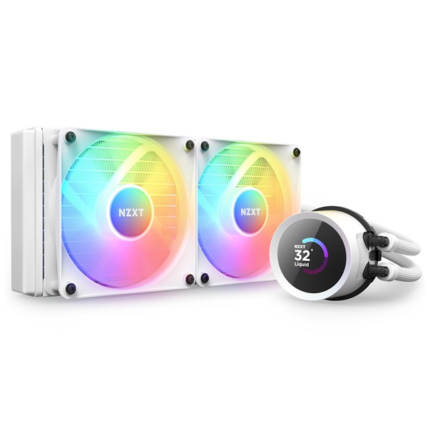 NZXT_Kraken_240mm_AIO_RGB_LCD_Liquid_Cooler_feher_huto-i39053514.jpg NZXT Kraken 240 240mm  2x120mm AIO RGB LCD fehér vízhűtéses processzor hűtő - Image 1