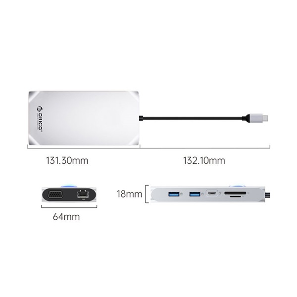 ORICO_ORICO_XCR_X22_GY_BP_12in1_Type_C_USB3_0_x3_USB2_0_USB3_0_type_C_HDMI2_0_PD100W_TF_SD_RJ45_3_5mm_dokkolo-i39713150.jpg ORICO ORICO-XCR-X22-GY-BP 12in1 Type-C USB3.0 x3/USB2.0/USB3.0 type C/HDMI2.0/PD100W/TF/SD/RJ45/3.5mm dokkoló - Image 2