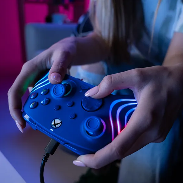 PDP 049-024-BL Afterglow Wave Xbox Series X|S/Xbox One/PC vezetékes RGB LED kék kontroller - Image 7