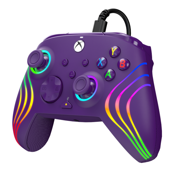 PDP 049-024-PR Afterglow Wave Xbox Series X|S/Xbox One/PC vezetékes RGB LED lila kontroller - Image 2