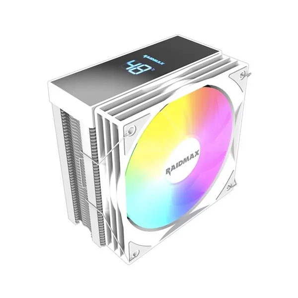 RAIDMAX AM1204W ARGB 120mm fehér hőfok kijelzős processzor hűtő