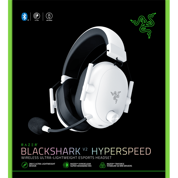 Razer BlackShark V2 HyperSpeed Wireless Bluetooth Headset White - Image 15