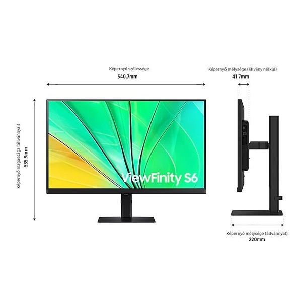Samsung 24" LS24D600EAUXEN ViewFinity S6 S60D QHD IPS 100HZ DP/HDMI/USB monitor - Image 4