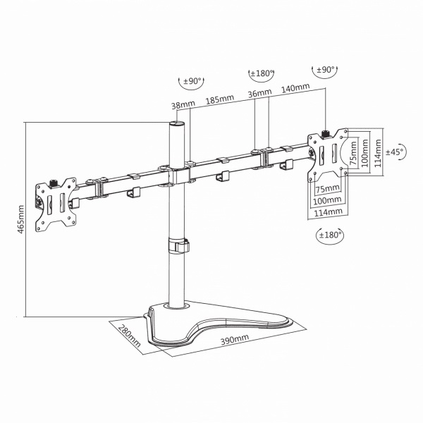 Sbox LCD-F024 13"-32" VESA 100x100 dönthető, forgatható asztali monitor tartó konzol - Image 2