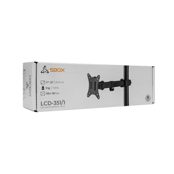Sbox LCD-351/1-2 17"-32" dönthető, forgatható asztali monitor tartó konzol - Image 8