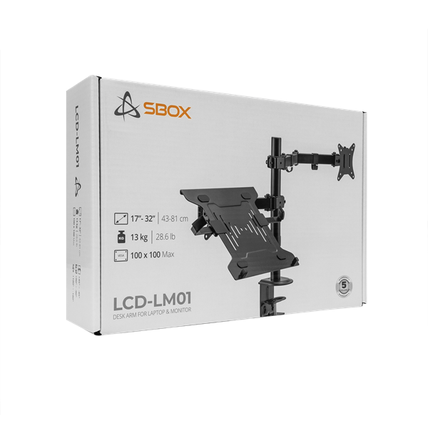 Sbox LCD-LM01-2 13"-27" asztali laptop és monitor tartó konzol - Image 9