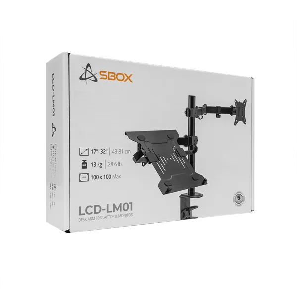 Sbox LCD-LM01-2 17"-32" asztali laptop és monitor tartó konzol - Image 9
