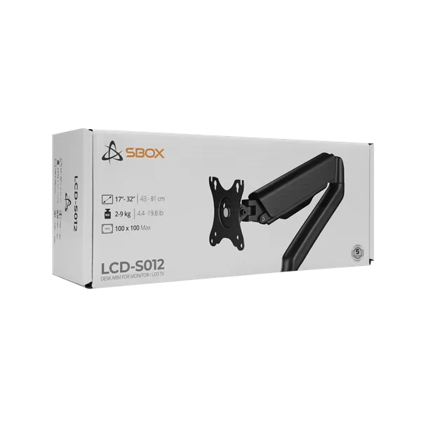 Sbox LCD-S012-2 17"-32" dönthető, forgatható asztali monitor tartó konzol - Image 11