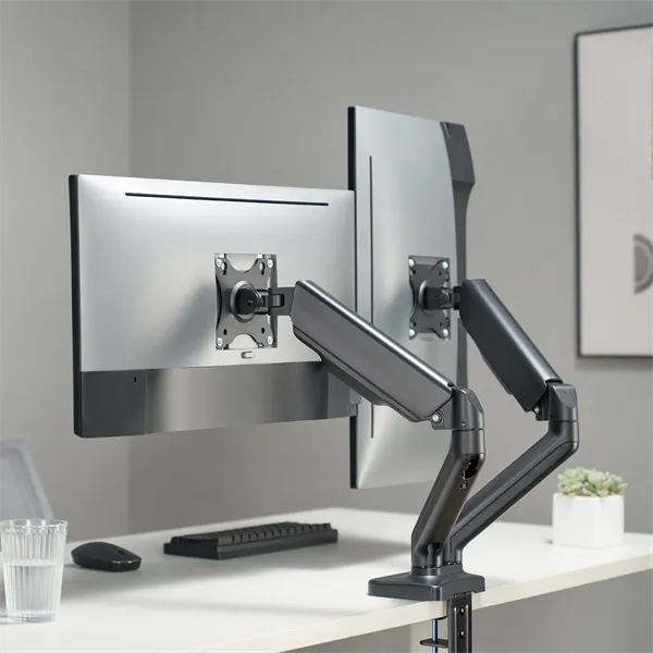Sbox LCD-S024-2 17"-32" dönthető, forgatható asztali dual monitor tartó konzol - Image 8