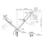 Sbox LCD-S024-2 17"-32" dönthető, forgatható asztali dual monitor tartó konzol - Image 9