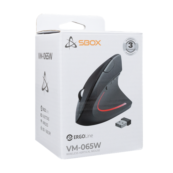 Sbox VM-065W 4D 2,4GHz fekete vezeték nélküli vertikális egér - Image 6