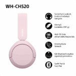 Sony WH-CH520 Bluetooth rózsaszín fejhallgató - Image 7