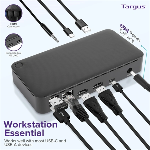 Targus Univerzális USB-C® DV4K dokkolóállomás (100W, 4K, 2 HDMI, 2 DisplayPort, 4x USB-A, 1x USB-C, Ethernet, audio) - Image 13