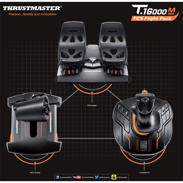 Thrustmaster 2960782 T.16000M FLIGHT PACK PC gázkar + kormány pedál + joystick - Image 5