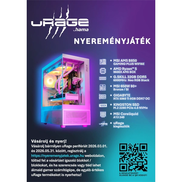 URAGE by Hama 186059 "Stream 750HD" Illuminated állványos gamer mikrofon - Image 4