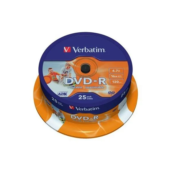 VERBATIM 43538 DVD-R 4,7GB/16x/nyomtatható felület/egyszer írható DVD 25db/csomag - Image 1