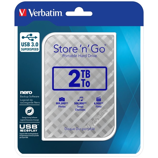 Verbatim 53198 Store `n` Go 2,5" 2TB USB 3.0 SuperSpeed ezüst külső winchester - Image 3