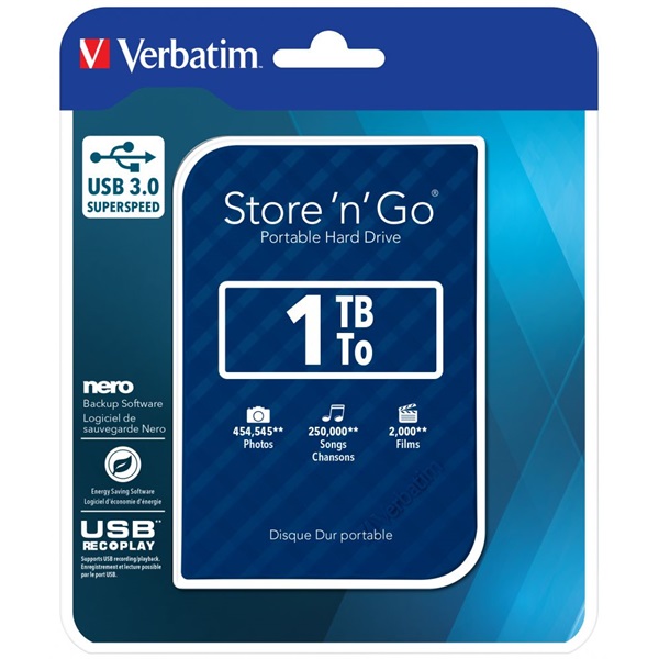 Verbatim 53200 Store `n` Go 2,5" 1TB USB 3.0 SuperSpeed kék külső winchester - Image 3