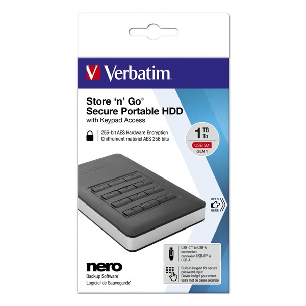 Verbatim 53401 1TB Store `n` Go Secure with Keypad Access külső winchester - Image 6