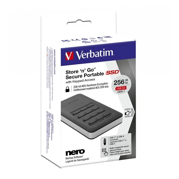 Verbatim 53402 256GB USB-C 3.1 Gen1 Keyboard Access fekete külső SSD - Image 5