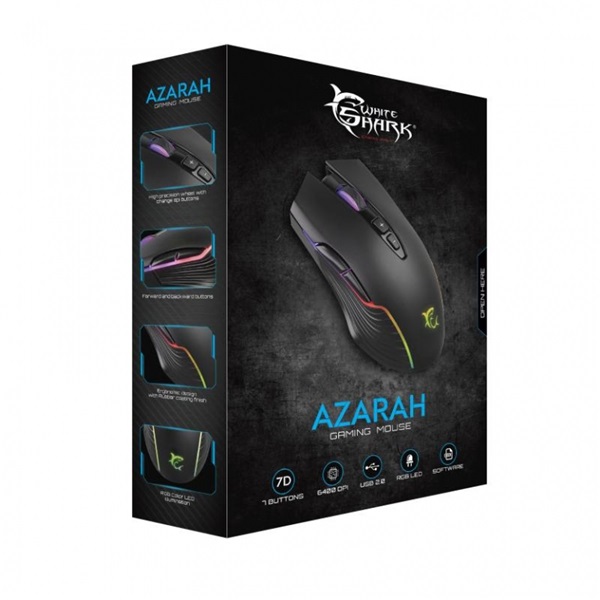 White Shark AZARAH GM-5003 6400dpi fekete gamer egér - Image 9