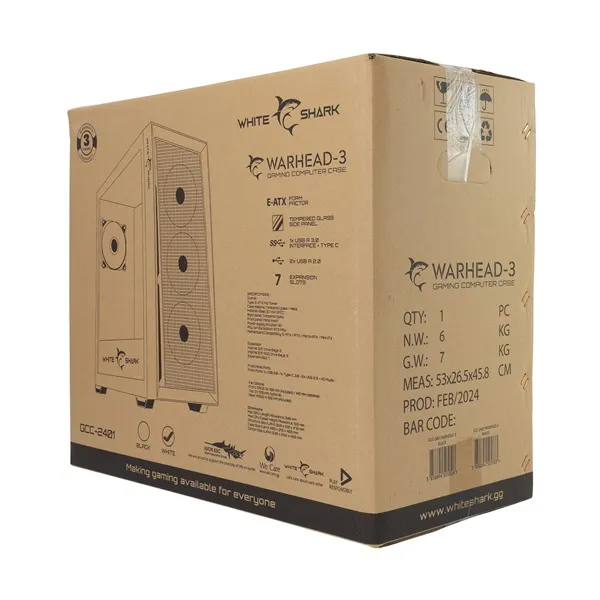 White Shark GCC-2401W Warhead fehér (táp nélküli switch) ablakos E-ATX ház - Image 7