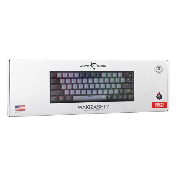 White Shark GK-002713V2-G-B/R-HU Wakizashi 2 HUN szürke-fekete (red switch) gamer billentyűzet - Image 7