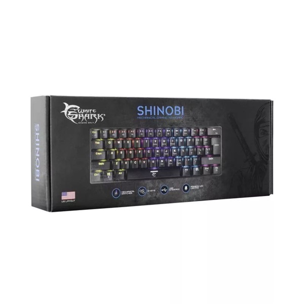 White Shark SHINOBI GK-2022B/R-US fekete mechanikus (red switch) gamer billentyűzet - Image 5