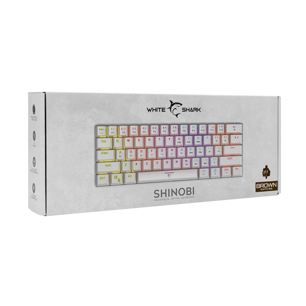White Shark SHINOBI GK-2022W/BR-US fehér mechanikus gamer billentyűzet - Image 8