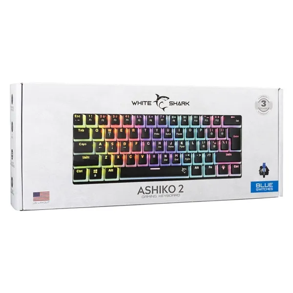 White Shark GK-2202-2B/BL-US Ashiko 2 US fekete (blue switch) gamer billentyűzet - Image 7