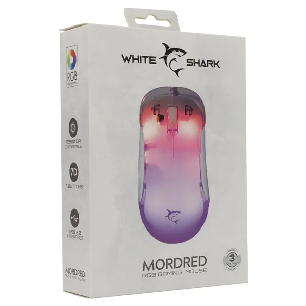 White Shark GM-5017W Mordred fehér gamer egér - Image 6