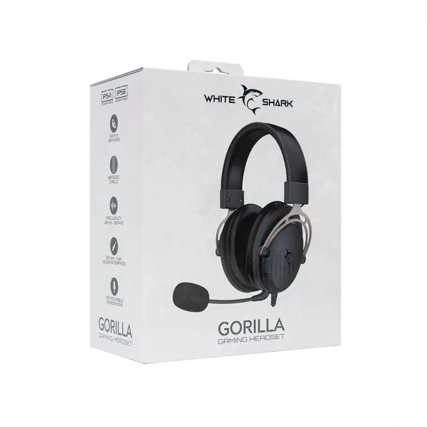 White Shark GORILLA GH-2341B/G fekete/ezüst gamer fejhallgató - Image 13