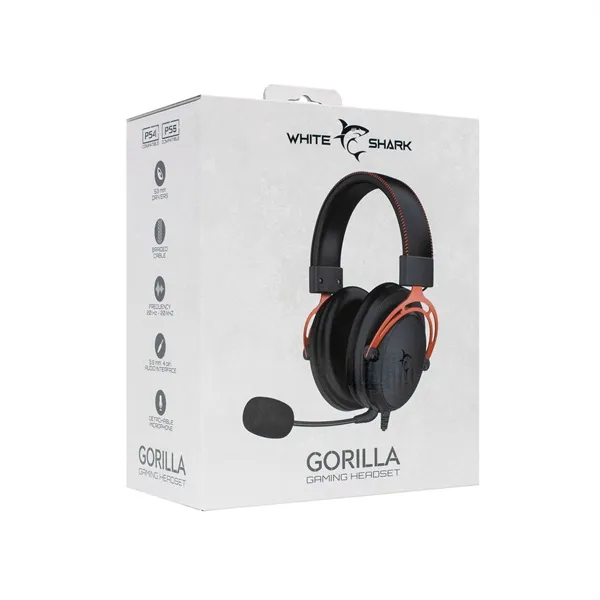 White Shark GORILLA GH-2341B/R fekete/piros gamer fejhallgató - Image 13