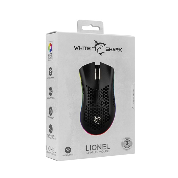 WHITE SHARK LIONEL-B, WGM-5012B vezeték nélküli gamer egér, fekete, 10000 dpi - Image 15