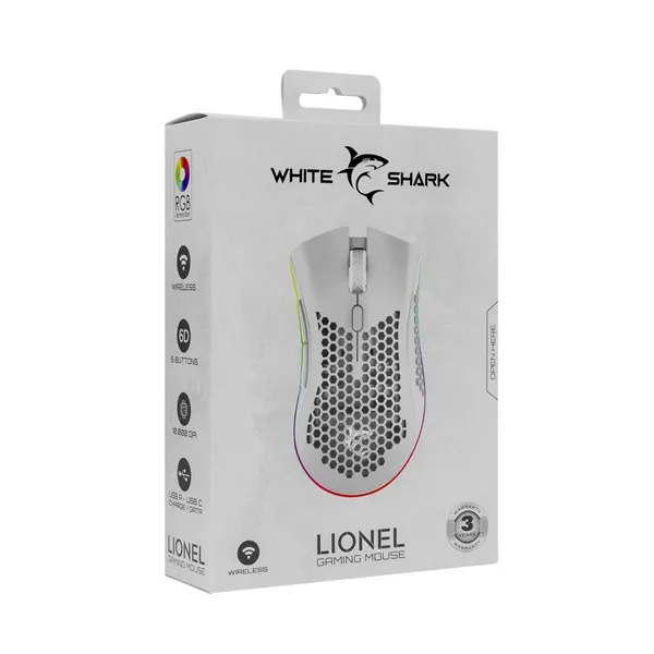 White Shark LIONEL WGM-5012W vezeték nélküli fehér gamer egér - Image 15