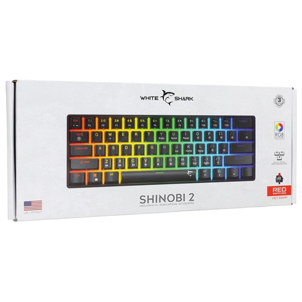 White Shark SHINOBI 2 GK-004111B/R-US US fekete mechanikus (red switch) gamer billentyűzet - Image 12