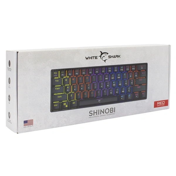 White Shark SHINOBI GK-2022B/R-US fekete mechanikus (red switch) gamer billentyűzet - Image 8