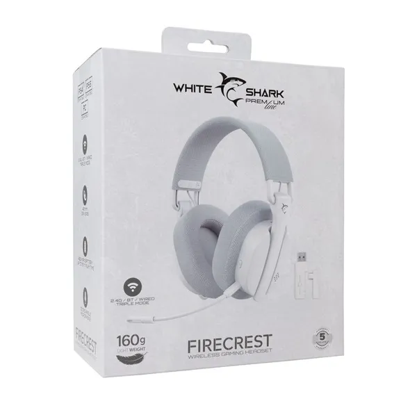 White Shark WGH-2444W Firecrest vezeték nélküli fehér gamer fejhallgató - Image 14